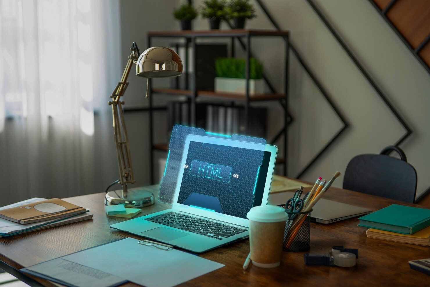 two black computer monitors on black table