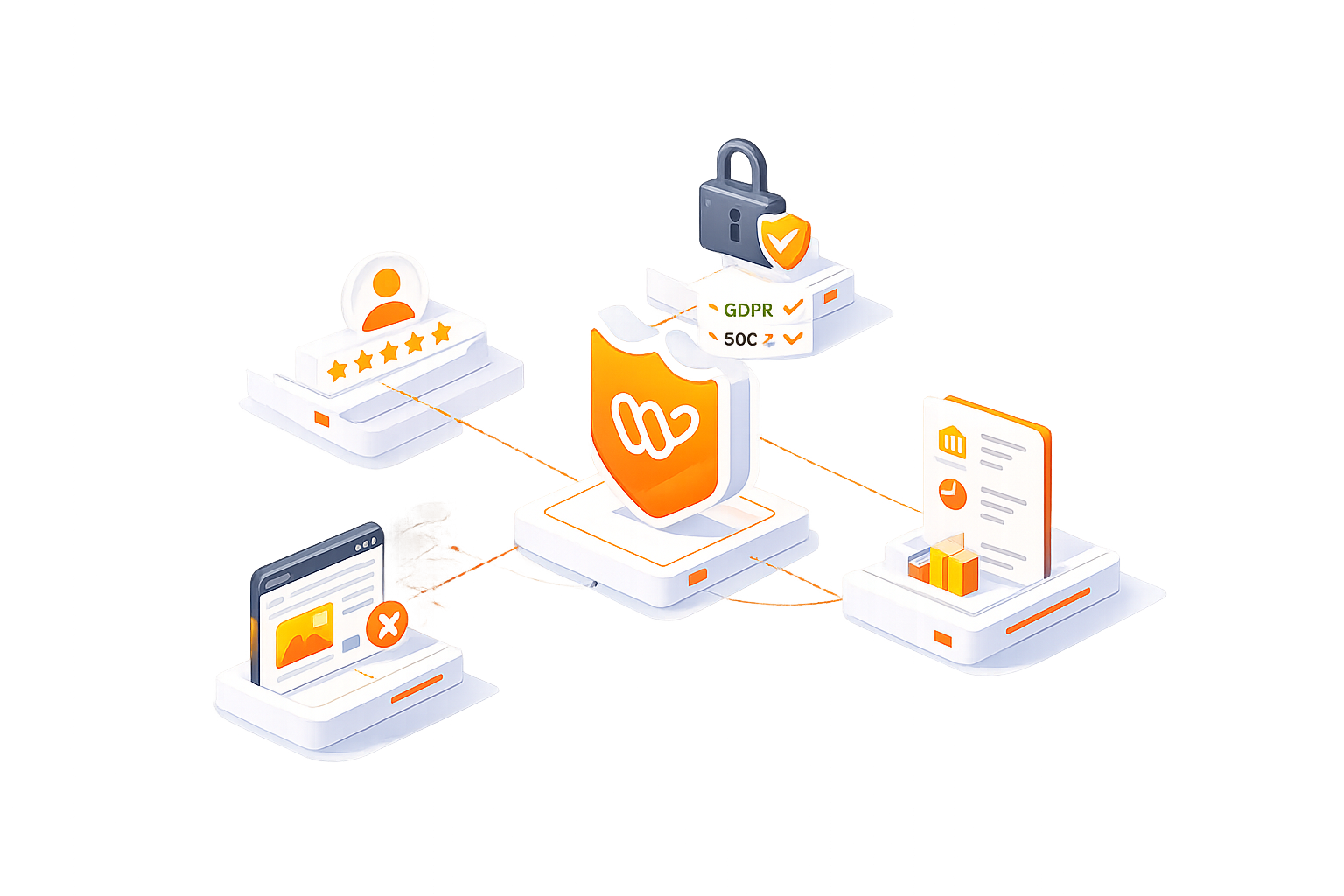 Digital finance challenges with security icons